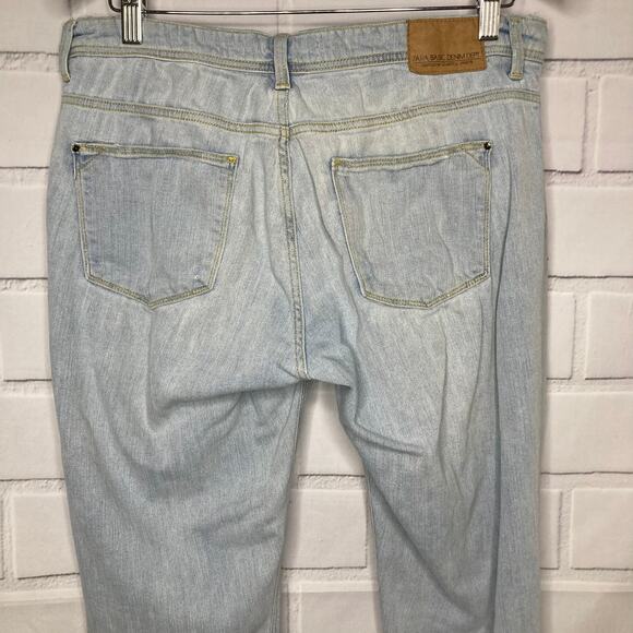 Zara Basic Z1975 Light Wash Pearl Embellished Cropped Ripped Jeans 6/28 - Picture 11 of 12